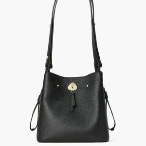 Kate Spade Marti Small Black Bucket Bag Shoulder Pebble Leather